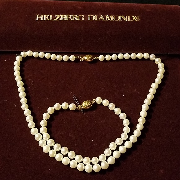 CULTURED PEARL NECKLACE & BRACELET SET 18K - Picture 9 of 9
